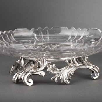 Orfèvre CARDEILHAC - Garniture de table  trois coupes en argent massif et cristal XIXè