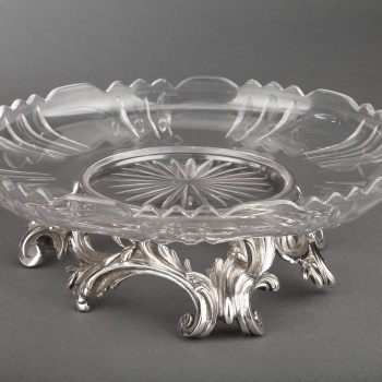 Orfèvre CARDEILHAC - Garniture de table  trois coupes en argent massif et cristal XIXè