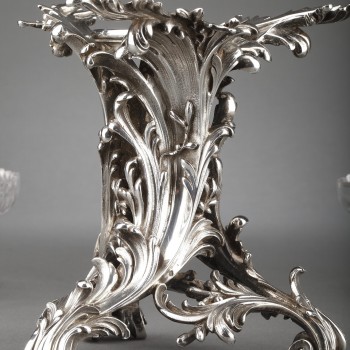 Orfèvre CARDEILHAC - Garniture de table  trois coupes en argent massif et cristal XIXè