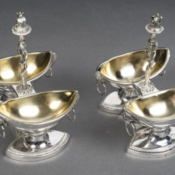JEAN-CHARLES CAHIER Paire de double Salerons en argent  "VENDU"
