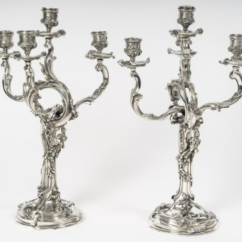 HARLEUX – Paire de candélabres Louis XV – XIXe Epoque NAPOLEON III