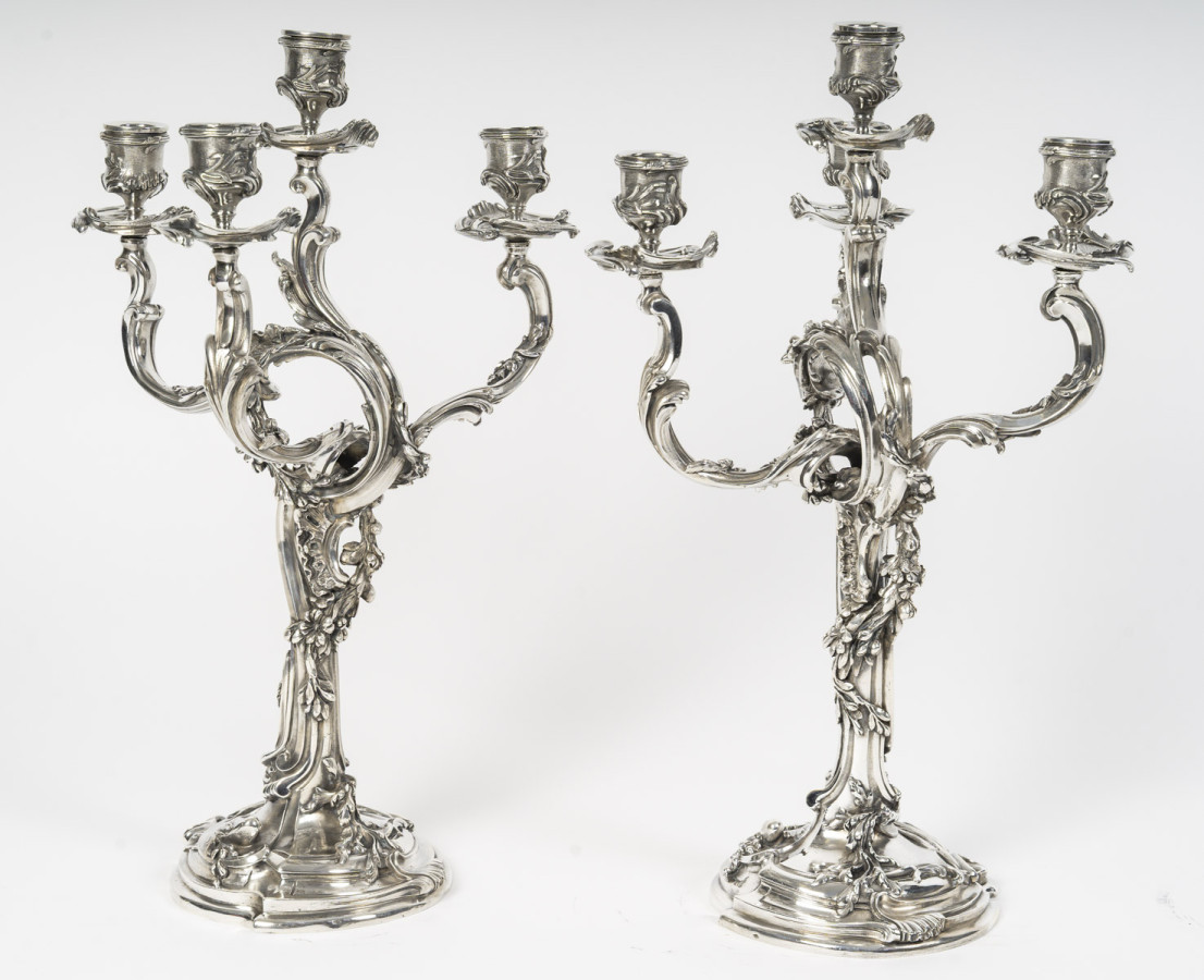 HARLEUX – Paire de candélabres Louis XV – XIXe Epoque NAPOLEON III