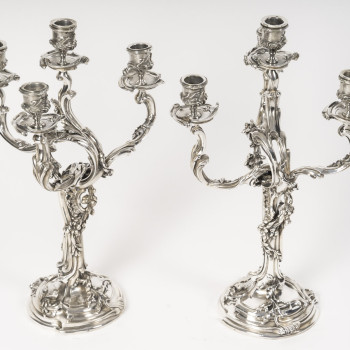 HARLEUX – Paire de candélabres Louis XV – XIXe Epoque NAPOLEON III
