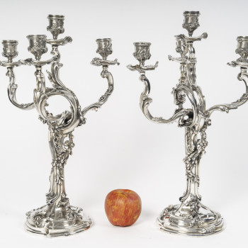 HARLEUX – Paire de candélabres Louis XV – XIXe Epoque NAPOLEON III