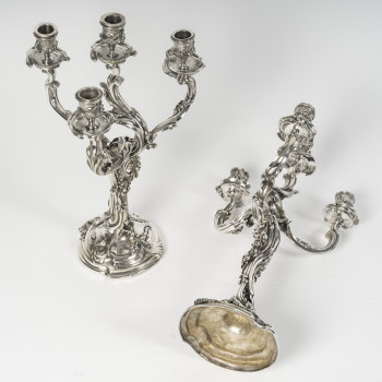 HARLEUX – Paire de candélabres Louis XV – XIXe Epoque NAPOLEON III
