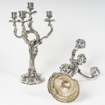 HARLEUX – Paire de candélabres Louis XV – XIXe Epoque NAPOLEON III