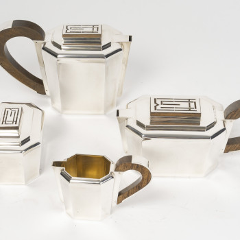 JEAN E. PUIFORCAT - Service THE/CAFE 4 pièces Argent XXe – ART DECO