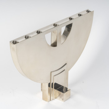 CLETO MUNARI - Modernist candlestick with seven solid silver candles Circa 1980