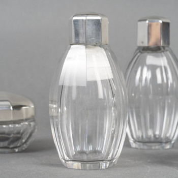 CHRISTOFLE/BACCARAT – Set of 5 ART DECO bottles circa 1930