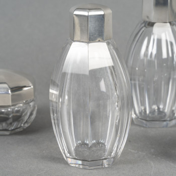 CHRISTOFLE/BACCARAT – Set of 5 ART DECO bottles circa 1930