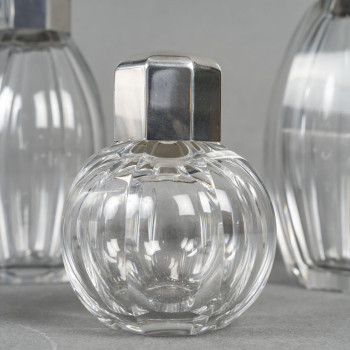 CHRISTOFLE/BACCARAT – Set of 5 ART DECO bottles circa 1930