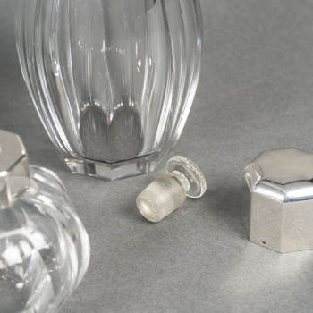 CHRISTOFLE/BACCARAT – Set of 5 ART DECO bottles circa 1930