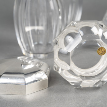 CHRISTOFLE/BACCARAT – Set of 5 ART DECO bottles circa 1930