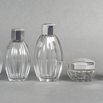 CHRISTOFLE/BACCARAT – Set of 5 ART DECO bottles circa 1930