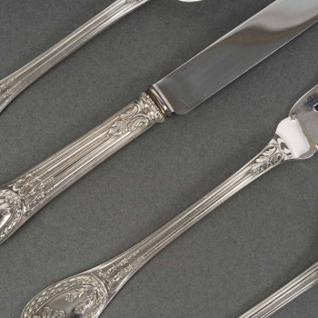 ODIOT – 99-piece solid silver cutlery set, "LOUVECIENNES" model, 20th century