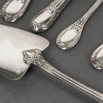 ODIOT – 99-piece solid silver cutlery set, "LOUVECIENNES" model, 20th century