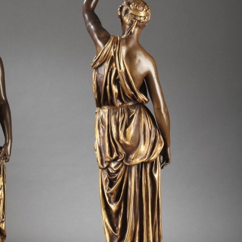 Barbedienne - Paire de Torchères en bronze par DUBOIS & FALGUIERE