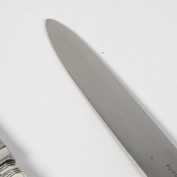 PUIFORCAT – Set of 16 silver ART DECO table knives and 10 dessert knives