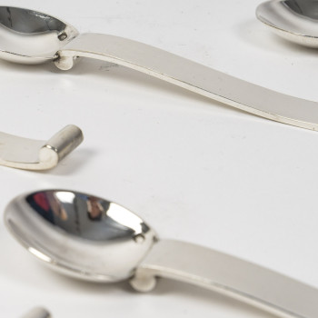 TETARD -4 solid silver mocha spoons from the Art Deco period