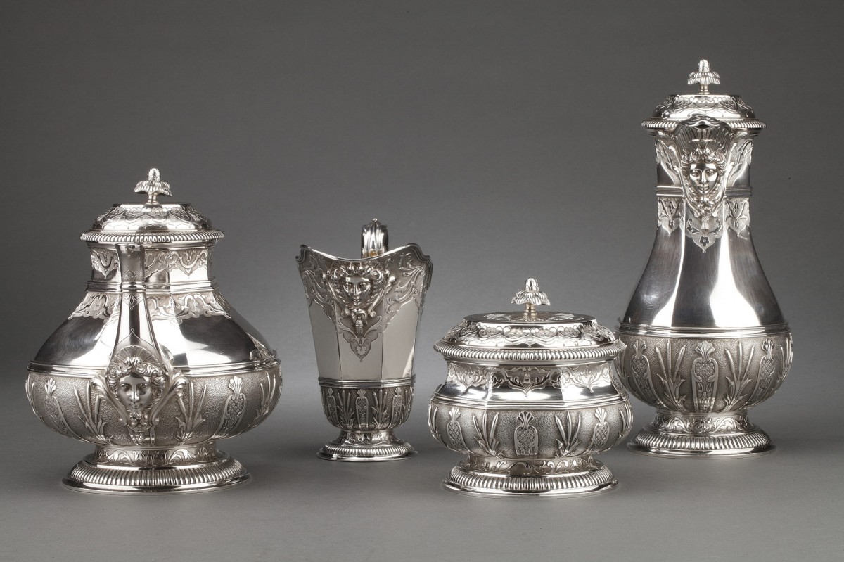 CARDEILHAC -19th century  tea coffee service in sterling silver