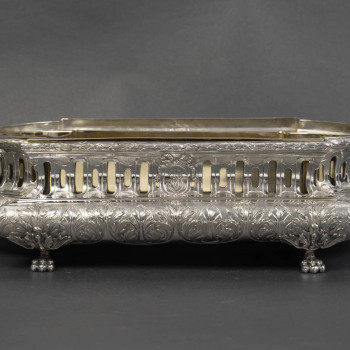 Silversmith of Merit - Rectangular solid silver planter with side handles, 19th  NAPOLEON III