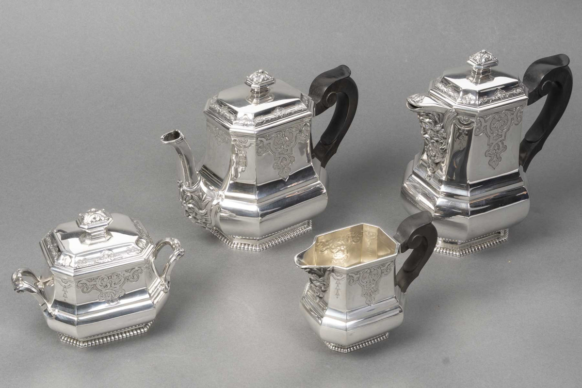 Fouquet Lapar  - Service à thé et café en argent massif 4 pièces XIXe