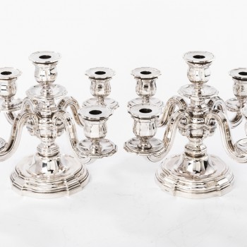 Goldsmith TETARD Frères - Pair of candelabra in sterling silver circa 1930