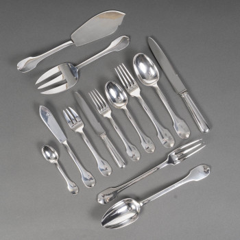 JEAN TETARD  MENAGERE EN ARGENT MASSIF 100 PIECES  Epoque 1930