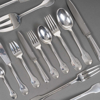 JEAN TETARD  MENAGERE EN ARGENT MASSIF 100 PIECES  Epoque 1930