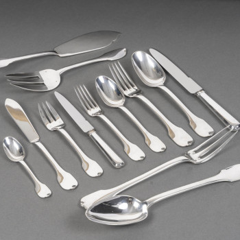 JEAN TETARD  MENAGERE EN ARGENT MASSIF 100 PIECES  Epoque 1930