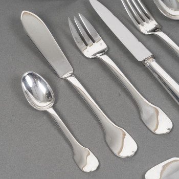 JEAN TETARD  MENAGERE EN ARGENT MASSIF 100 PIECES  Epoque 1930