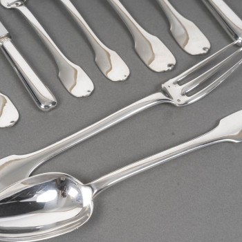 JEAN TETARD  SOLID SILVER FLATWARE SET - 100 PIECES  Circa 1930