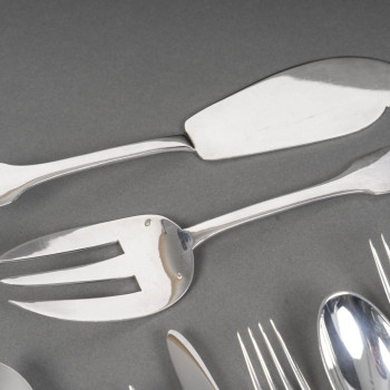 JEAN TETARD  MENAGERE EN ARGENT MASSIF 100 PIECES  Epoque 1930