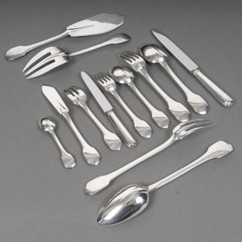 JEAN TETARD  MENAGERE EN ARGENT MASSIF 100 PIECES  Epoque 1930